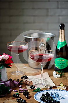 Kir Royal with black currant ..style vintage