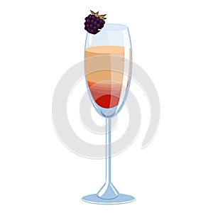 Kir Royal cocktail isolate on a white background. Vector graphics