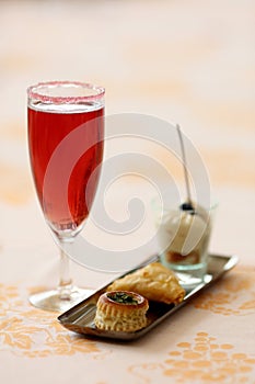 Kir royal coktail with amuse bouche