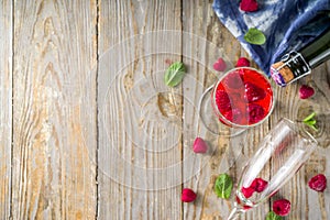 Kir Royale Cocktail with Raspberries