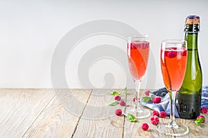 Kir Royale Cocktail with Raspberries