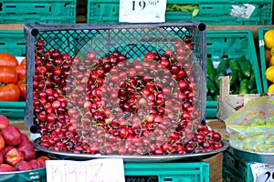 Kiraz Means cherries in Turkish. Sweet Cherries at Istanbul Market photo