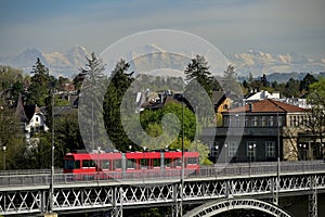 Kirchenfeldbrucke Bridge over Aare river in Bern. Switzerland