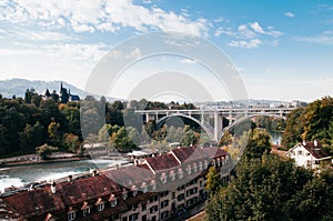 Kirchenfeldbrucke bridge over Aare river, Bern - Switzerland