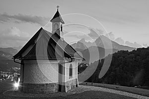 Kirchleitn chapel with Watzmann in Berchtesgaden, Germany