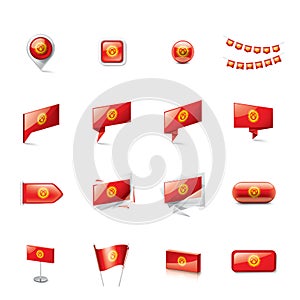 Kirghizia flag, vector illustration on a white background