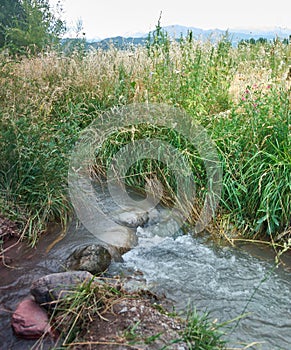 Kirghizia villages , irrigation ditch