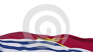 Kiribati fabric flag waving on the wind loop. Kiribat embroidery stiched cloth banner swaying on the breeze. Half-filled white