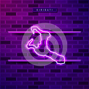 Kiribati map glowing purple neon lamp sign