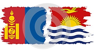 Kiribati and Mongolia grunge flags connection vector