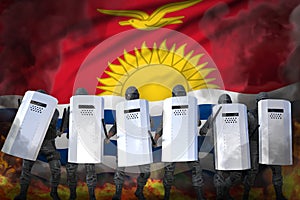 Kiribati police guards protecting law against mutiny - protest stopping concept, military 3D Illustration on flag background