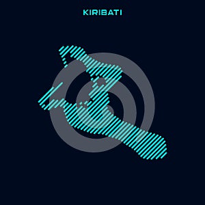 Kiribati Striped Map Vector Design Template With Blue Background.