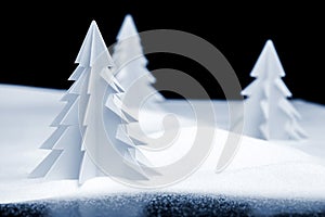 Kirigami Christmas landscape