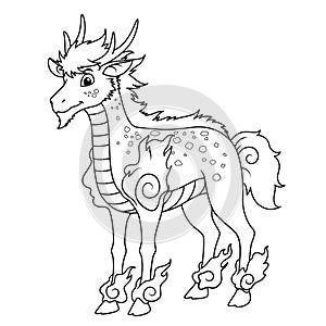 Kirin Cartoon Illustration BW