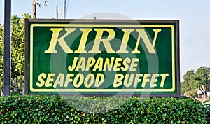 Kirin Japanese Seafood Buffet restaurant sign.