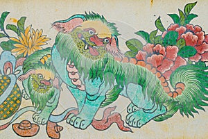 Kirin painting on granite wall