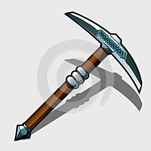 Kirk closeup with wooden handle, vector icon