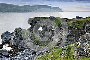 Kirkeporten Rock near Skarsvag, Nordkapp photo