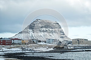 Kirkjufell Mountain in Grundarfjordur town.north coast of Iceland`s Snaefellsnes peninsula, Iceland