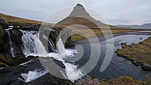 Kirkjufell mountain and Kirkjufellsfoss waterfall, Grundarfjordur, Iceland