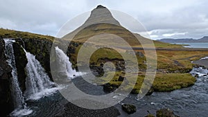 Kirkjufell mountain and Kirkjufellsfoss waterfall, Grundarfjordur, Iceland