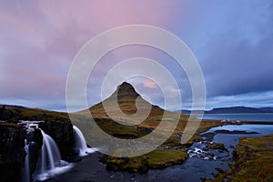 Kirkjufell Mountain and Kirkjufellsfoss waterfalls