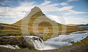 Kirkjufell mountain and waterfall. Iceland