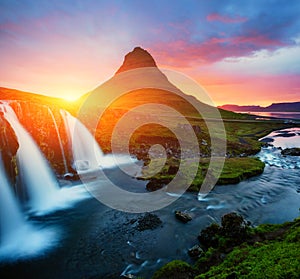 The Kirkjufell volcano the coast of Snaefellsnes peninsula