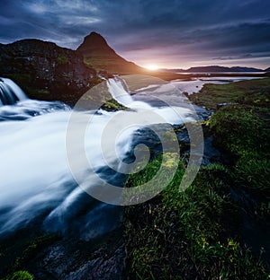 The Kirkjufell volcano the coast of Snaefellsnes peninsula