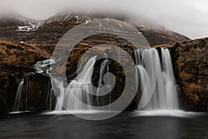 Kirkjufellfoss waterfalls at Snaefellness peninsula