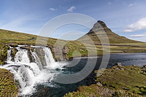 Kirkjufellsfoss beautiful waterfall in Iceland.