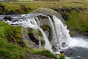 Kirkjufellsfoss waterfall in Iceland in summer