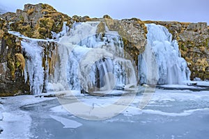 Kirkjufellsfoss Waterfall In Snaefellsnes, Iceland