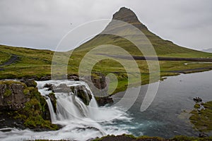 Kirkjufellsfoss waterfall in Snaefellsnes peninsula in Iceland