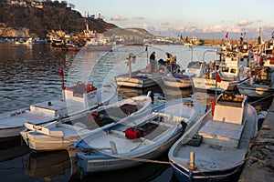 Kirklareli Turkey Igneada harbor, fishing boats, sunset and the view of the harbor