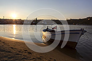 Kirklareli Turkey Igneada harbor, fishing boats, sunset and the view of the harbor and close above