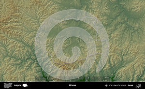 Kirkovo outlined, Bulgaria. Physical