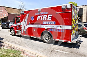 Kirkwood Ambulance awaits a patient outside a retail store