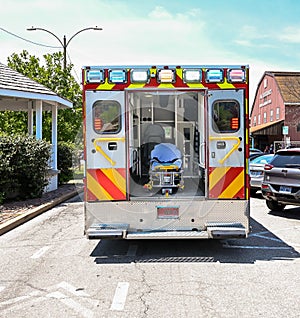 Kirkwood ambulance awaits a patient  to be escorted to the ambulance