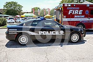 Kirkwood Police  car awaits a patient  to be escorted to the ambulance