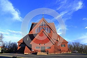 Kiruna Church in Summer with blue Sky, Northern Sweden