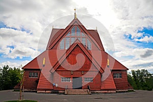 Kiruna Kyrka.  famous wooden church in Sweden photo