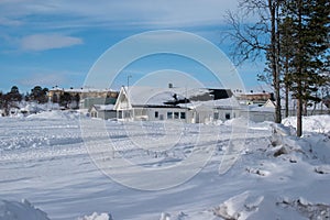 KIRUNA, LAPLAND SWEDEN - APRIL 3, 2024: Kiruna new city center. New residential area close to Kurravaaravagen.