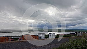 New Buildings in mining town Kiruna in Sweden photo