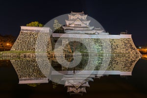 Kishiwada castle in Osaka prefecture reflecting in water