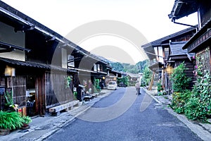 Kiso valley is the old town or Japanese traditional wooden buil