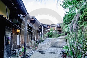 Kiso valley is the old town or Japanese traditional wooden buil