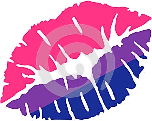 Kiss with bisexual pride flag