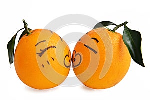 Kiss,Fresh orange Expression of Lovers Cartoon,Creative Poster,Valentine Valentines marriage married marry wedding