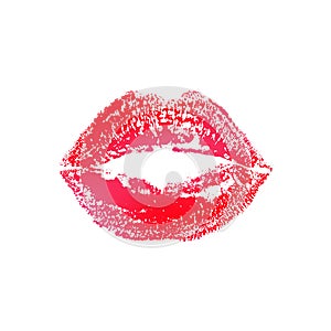 Kiss lips lipstick print or imprint vector isolated